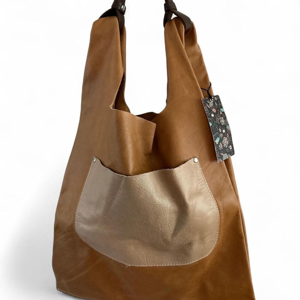 NWT FSP Collection Cape Town Tan leather tote bag with adjustable straps